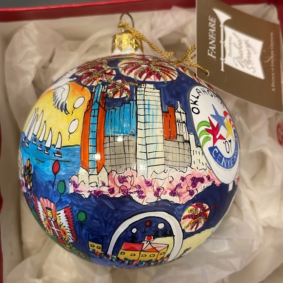 Landmark Creations Michael Storrings Oklahoma Centennial Painted Glass Ornament - Picture 5 of 8